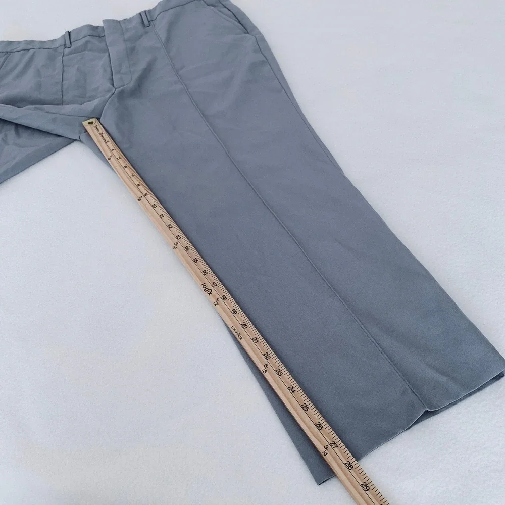 Haband Dress Pants Men 40x28 Blue Gray Flat Front Straight Leg Permanent Crease